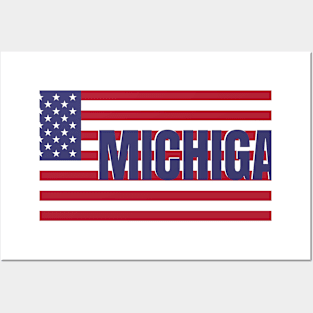 Michigan State in American Flag Posters and Art